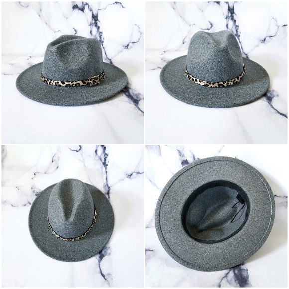 NEW Leather Trimmed Fedora Hat - Picture 6 of 14